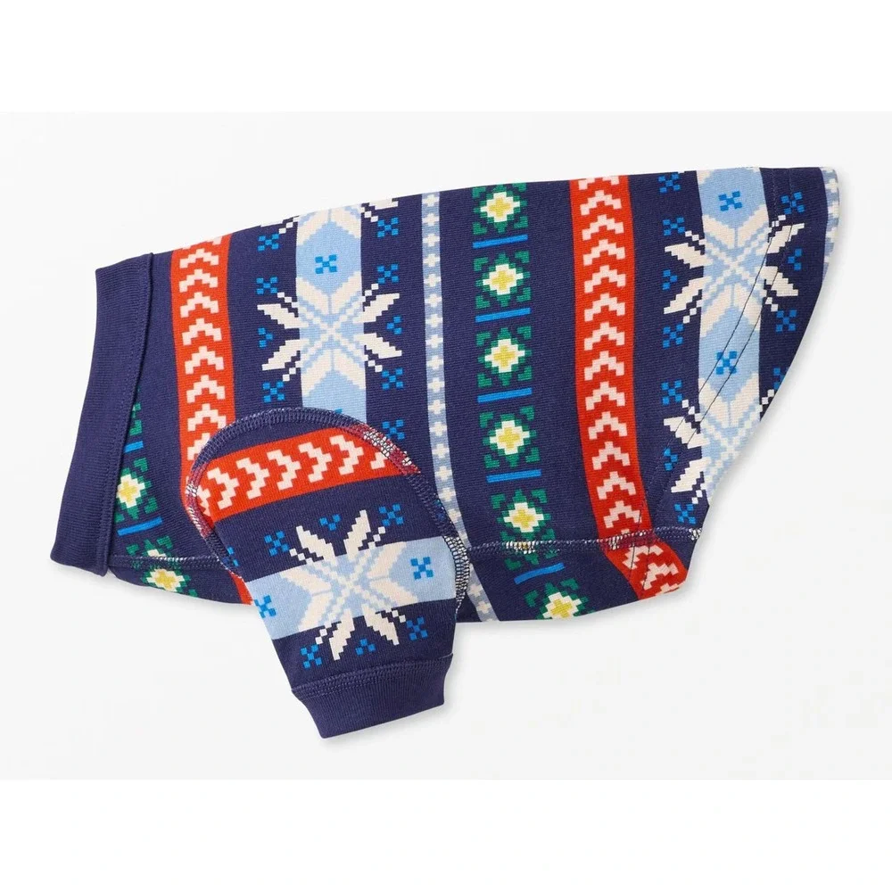 Hanna Andersson Pet Pajamas Dog Size L Navy Blue New Fair Isle Snowflake Organic